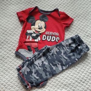 Disney Baby Mickey Onesie and Matching Pant